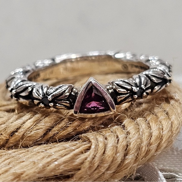 Stephen Dweck Diamonds Rhodolite Garnet Florette Ring - Picture 2 of 14